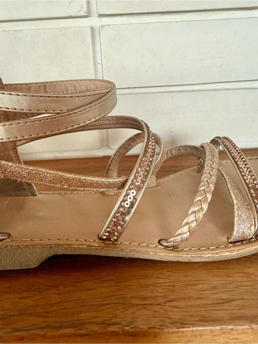 Kelly & Katie Beaded Strapped Sandals * Rose Gold * Girls Size 4